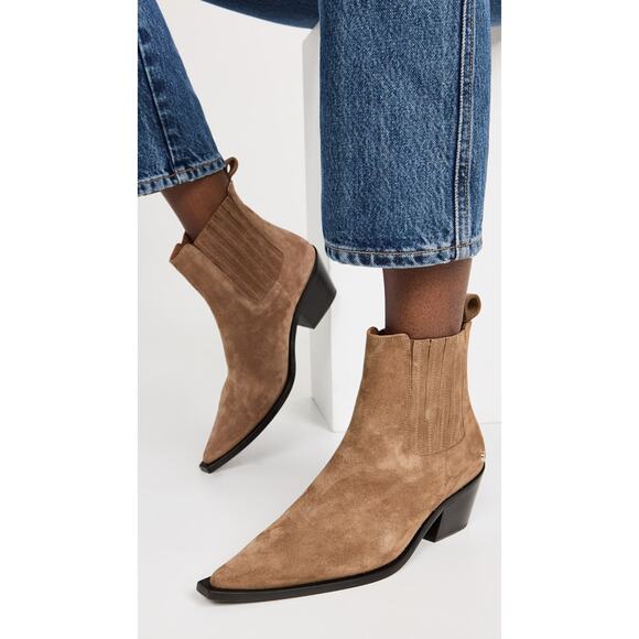 Anine Bing Brown Roy Suede Western Chelsea Boots Size 40 - Picture 1 of 7